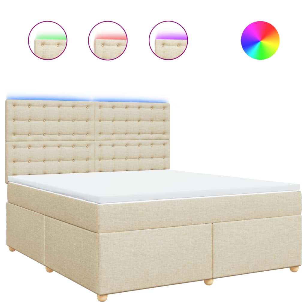 Box Spring Postel S Matrací Krémová 180X200 Cm Textil