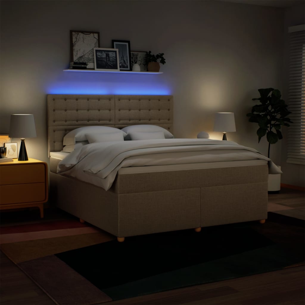 Box Spring Postel S Matrací Krémová 180X200 Cm Textil