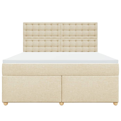 Box Spring Postel S Matrací Krémová 180X200 Cm Textil