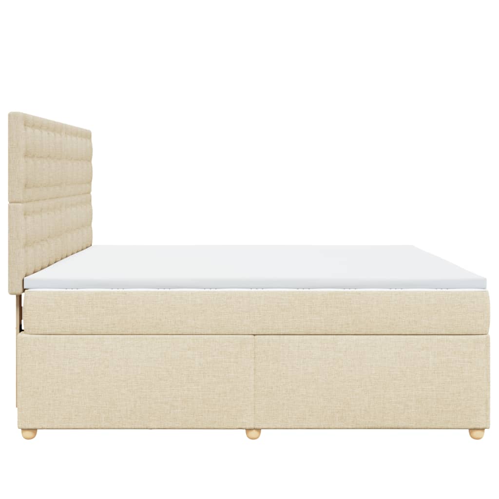 Box Spring Postel S Matrací Krémová 180X200 Cm Textil