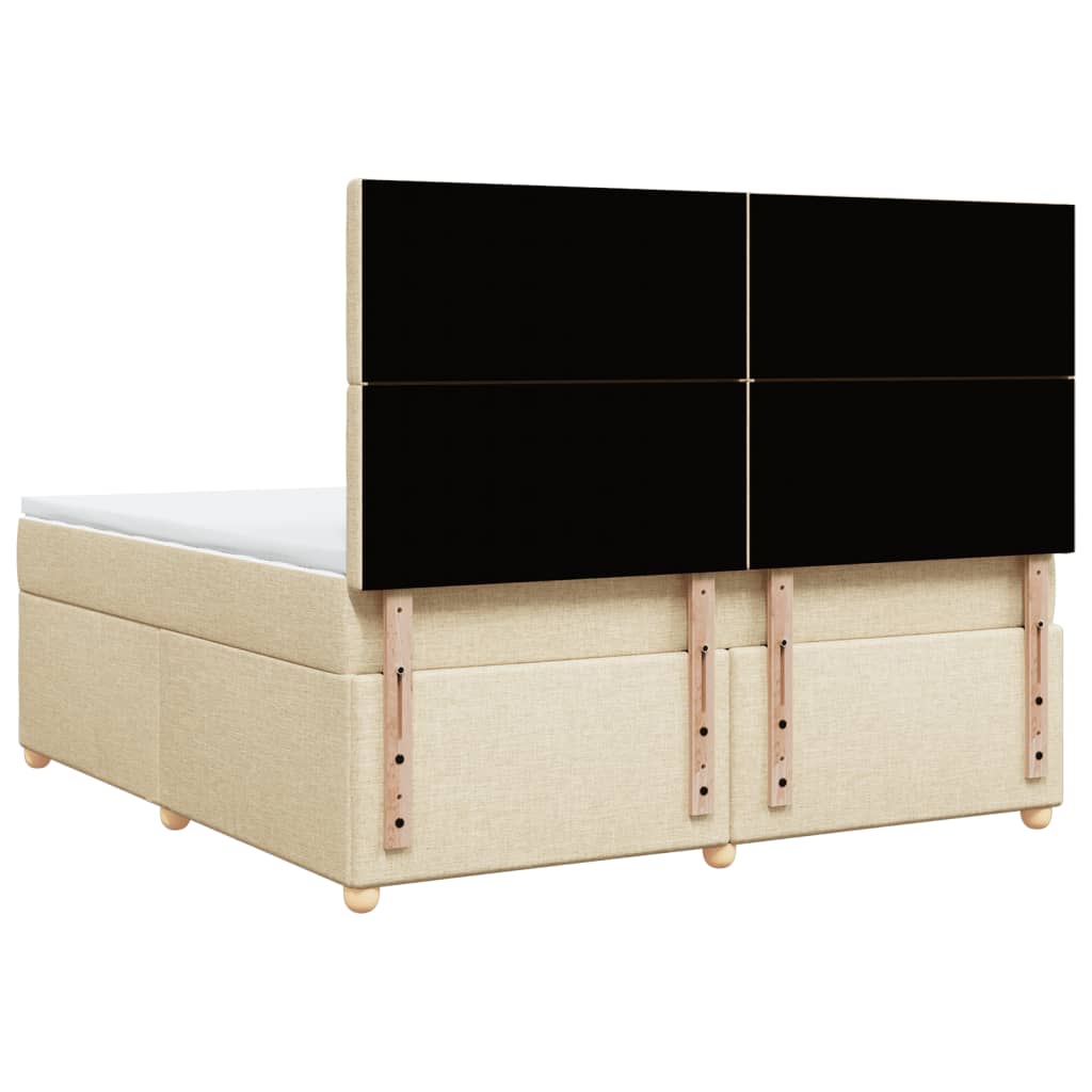 Box Spring Postel S Matrací Krémová 180X200 Cm Textil