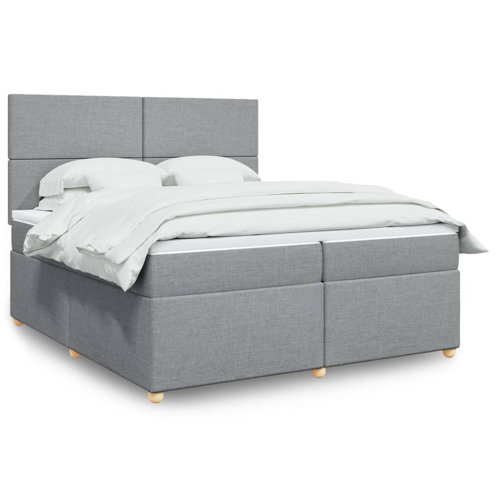 Box Spring Postel S Matrací Textil Světle Šedá