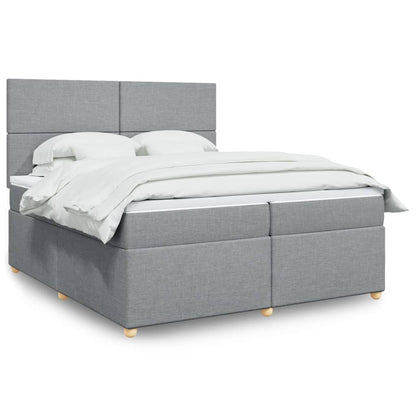 Box Spring Postel S Matrací Textil Světle Šedá