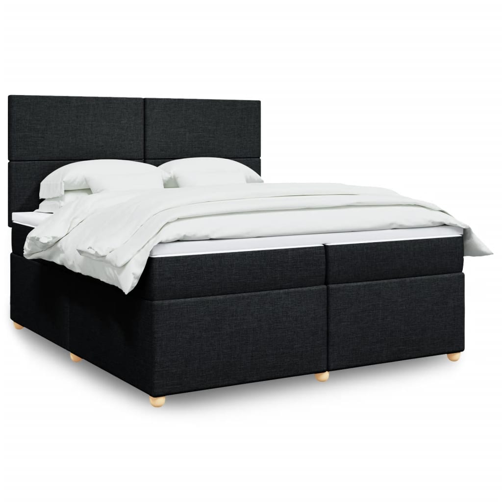 Box Spring Postel S Matrací Černá Textil Černá
