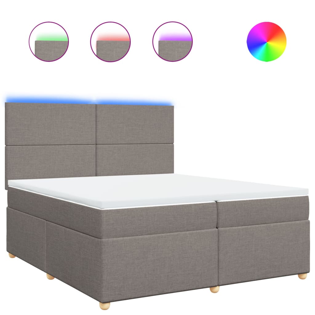 Box Spring Postel S Matrací Taupe 200X200 Cm Textil