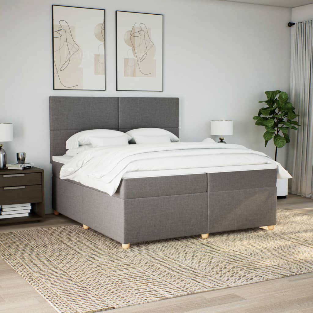 Box Spring Postel S Matrací Taupe 200X200 Cm Textil