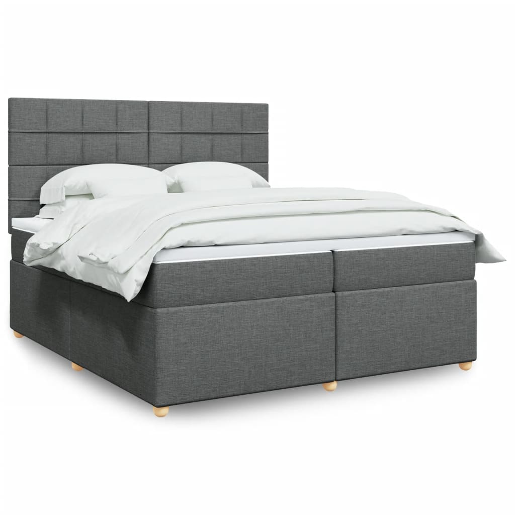 Box Spring Postel S Matrací Textil Tmavě Šedá