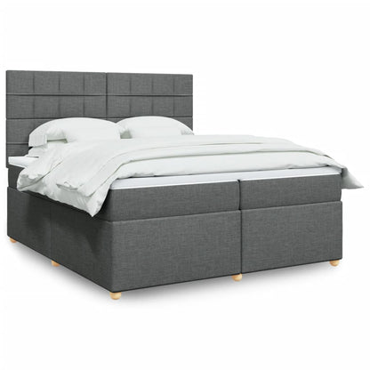 Box Spring Postel S Matrací Textil Tmavě Šedá