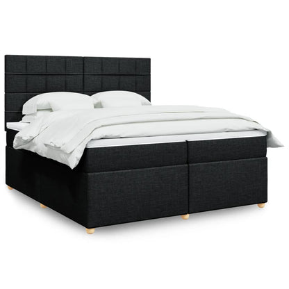 Box Spring Postel S Matrací Černá Textil Černá