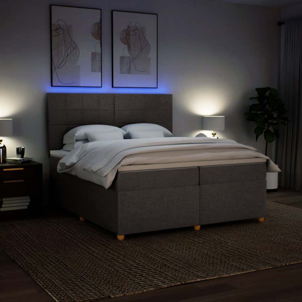 Box Spring Postel S Matrací Taupe 200X200 Cm Textil