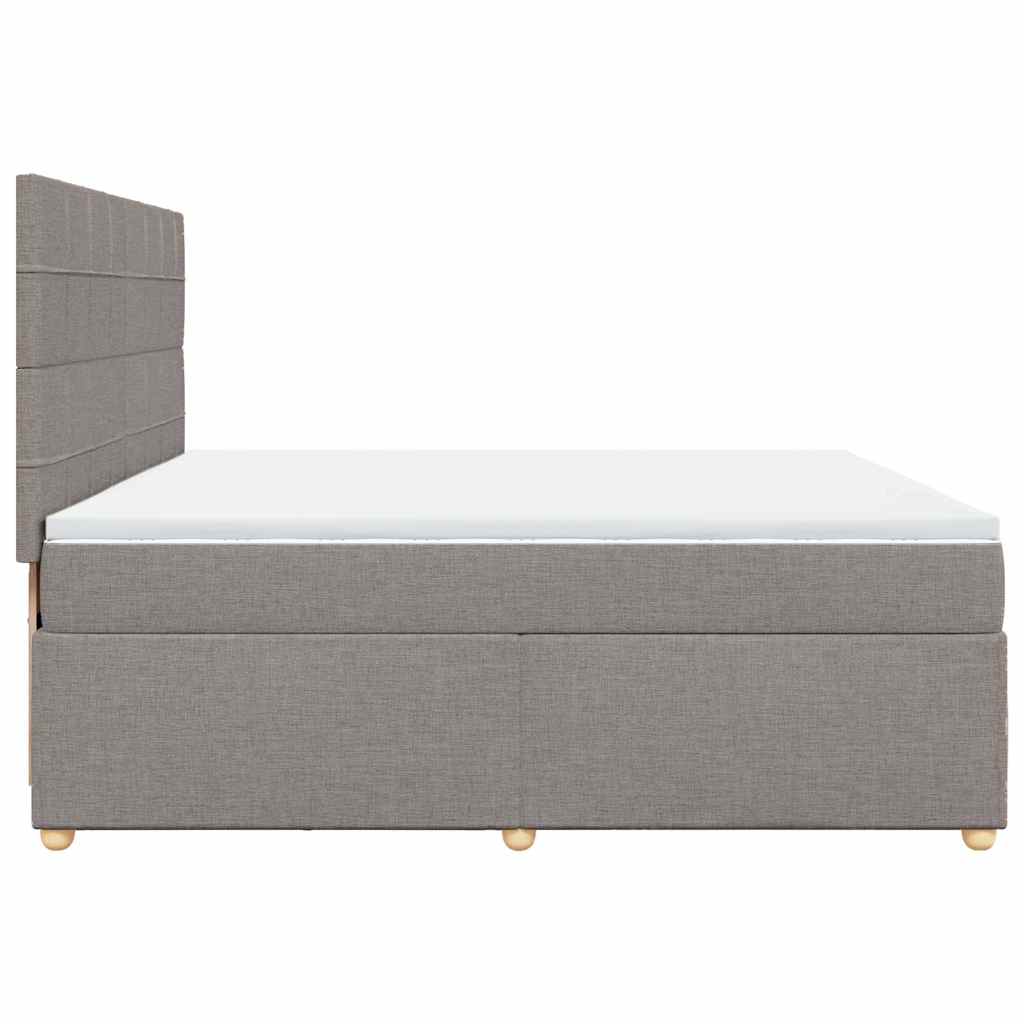 Box Spring Postel S Matrací Taupe 200X200 Cm Textil
