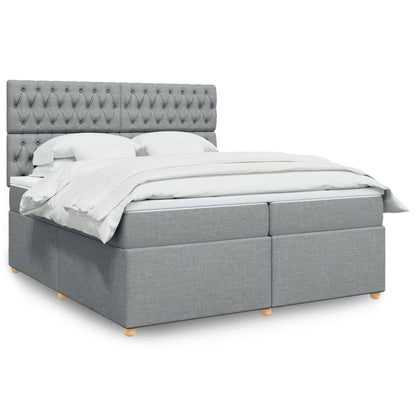 Box Spring Postel S Matrací Textil Světle Šedá