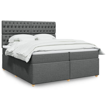 Box Spring Postel S Matrací Textil Tmavě Šedá