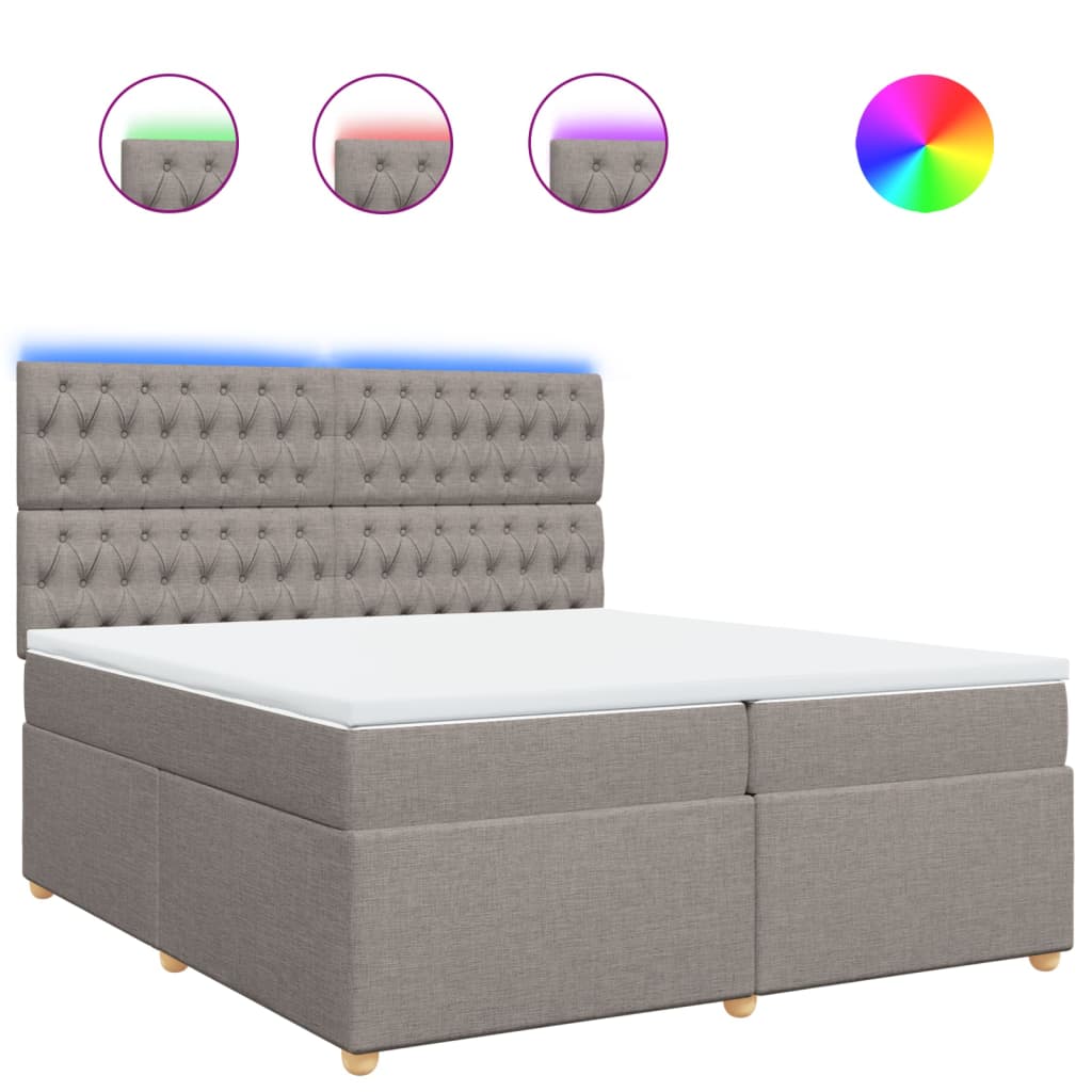 Box Spring Postel S Matrací Taupe 200X200 Cm Textil