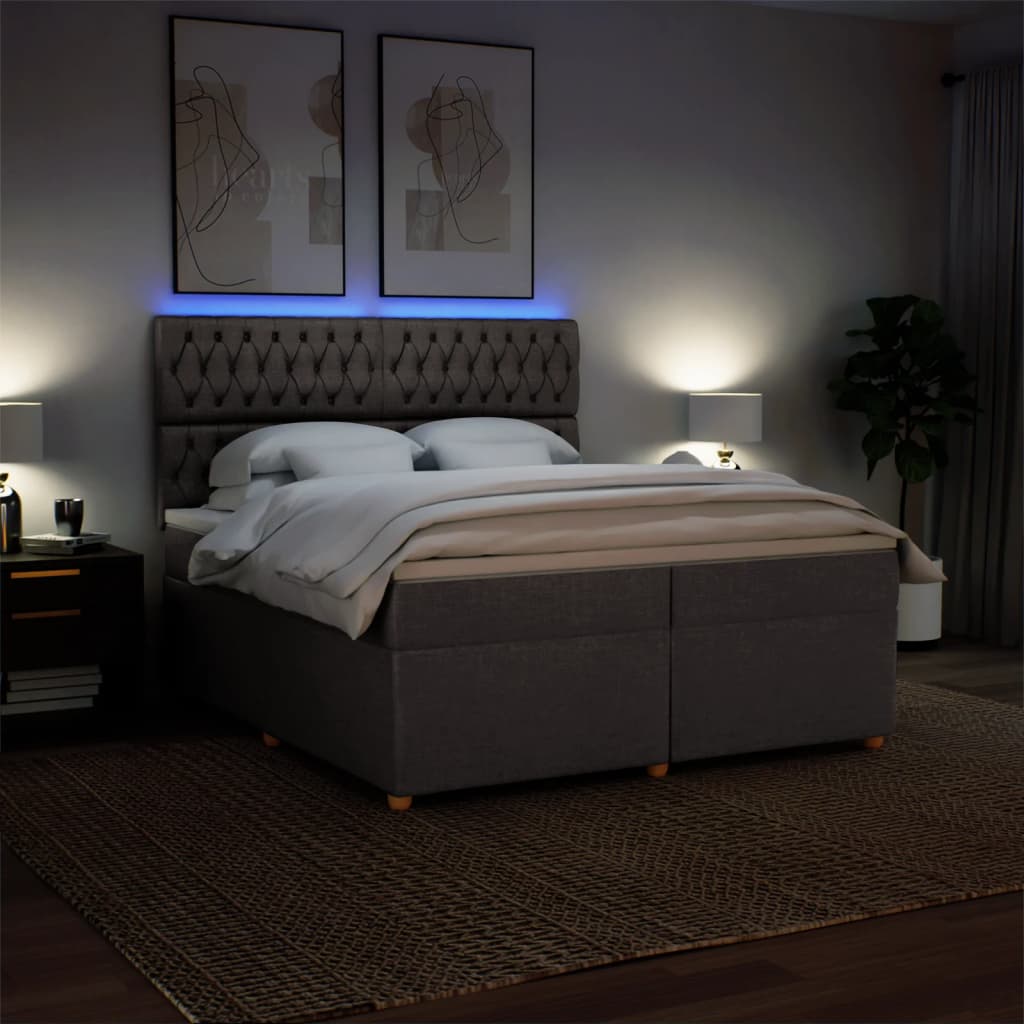 Box Spring Postel S Matrací Taupe 200X200 Cm Textil