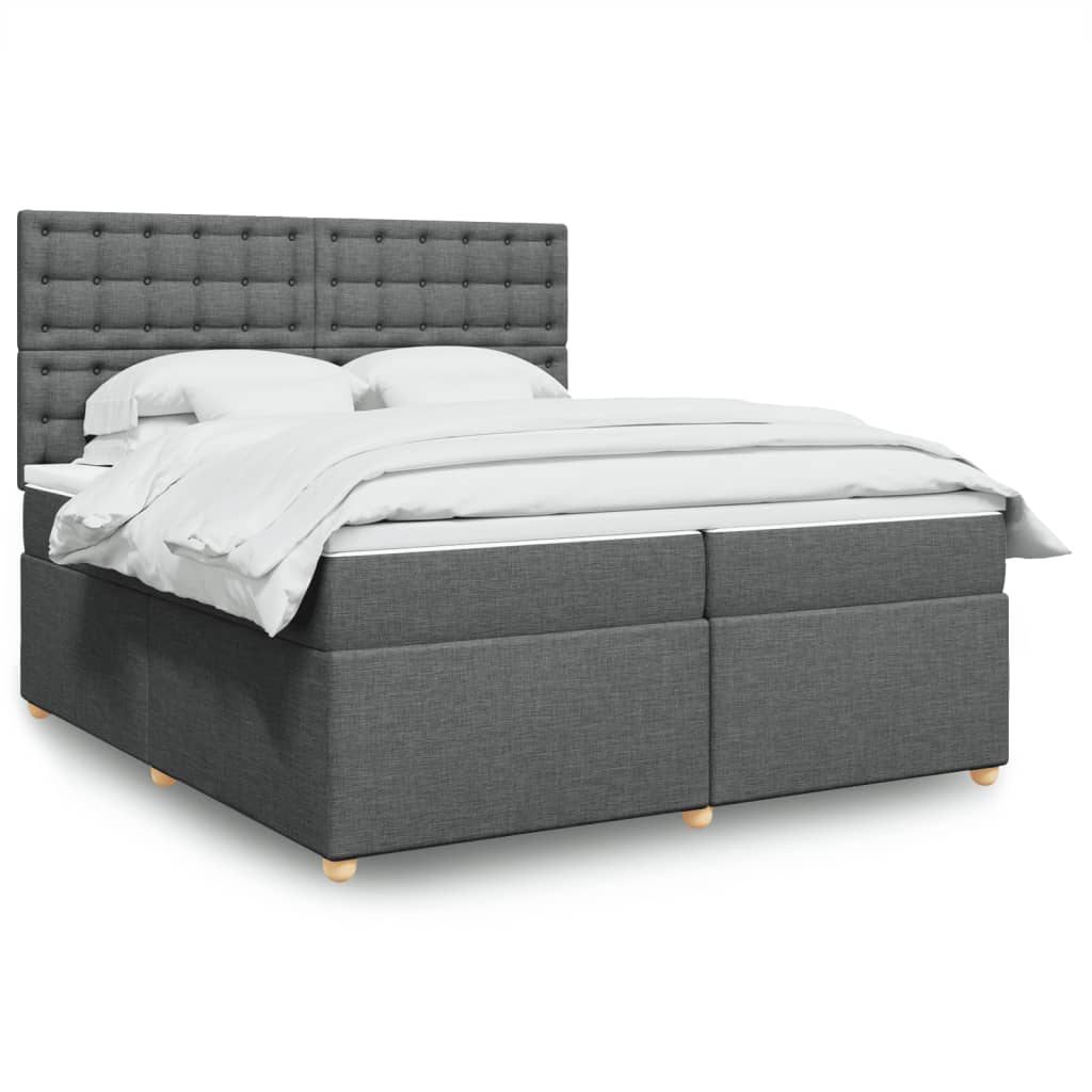 Box Spring Postel S Matrací Textil Tmavě Šedá