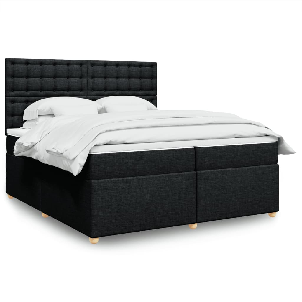 Box Spring Postel S Matrací Černá Textil Černá