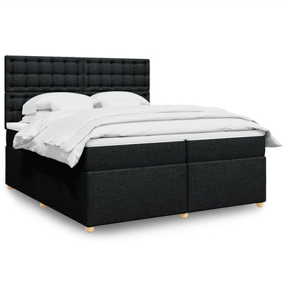 Box Spring Postel S Matrací Černá Textil Černá