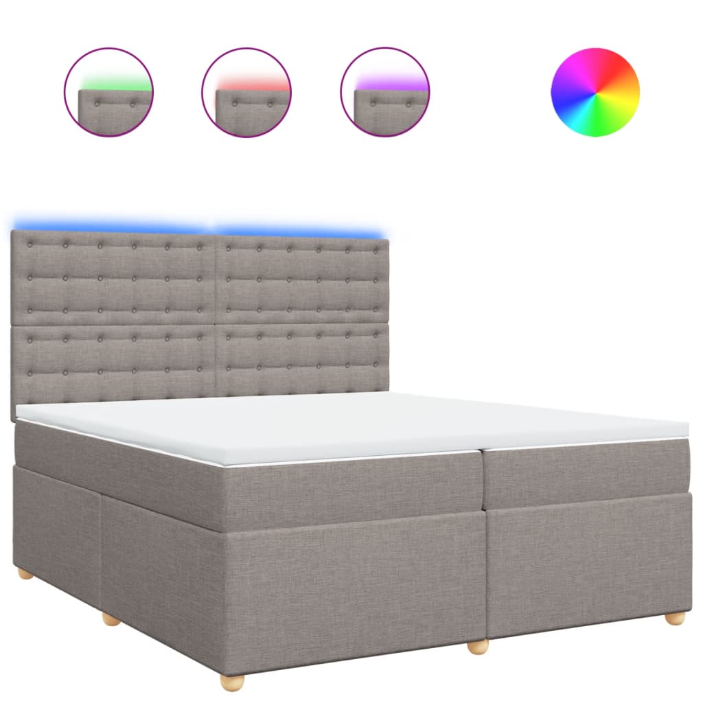 Box Spring Postel S Matrací Taupe 200X200 Cm Textil