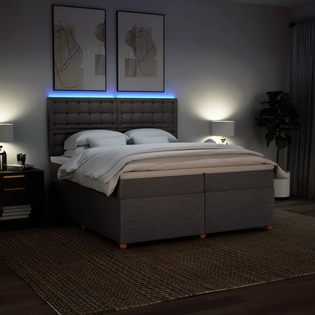 Box Spring Postel S Matrací Taupe 200X200 Cm Textil