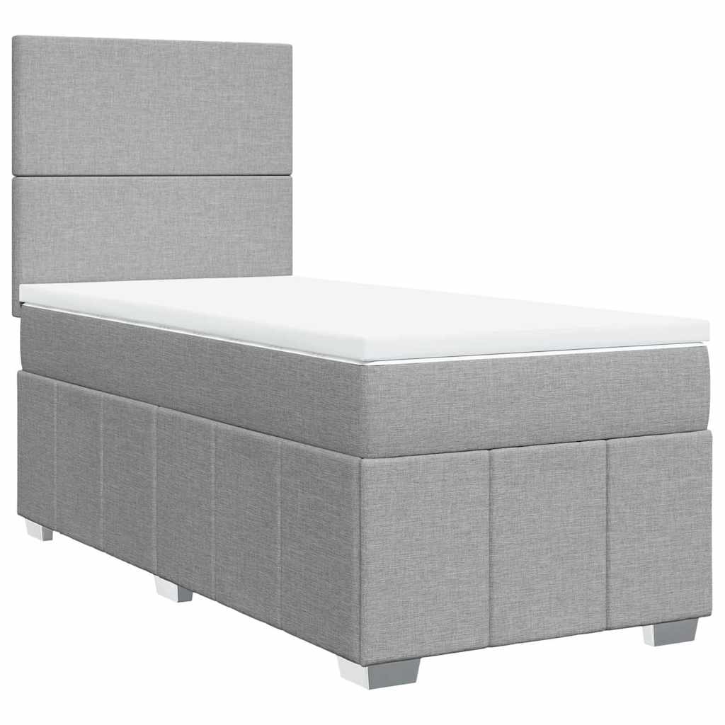 Box Spring Postel S Matrací Světle Šedá 80 X 200 Cm Textil