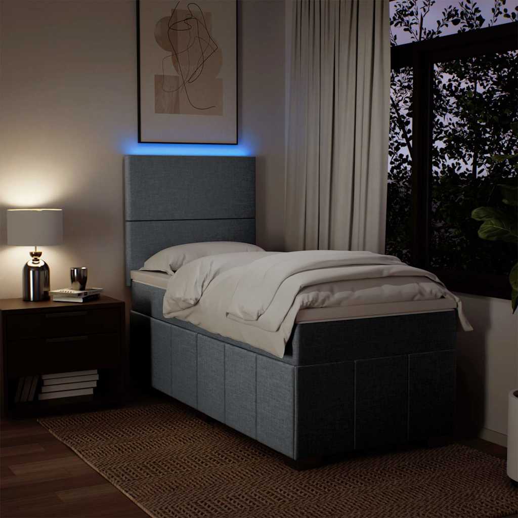 Box Spring Postel S Matrací Světle Šedá 80 X 200 Cm Textil