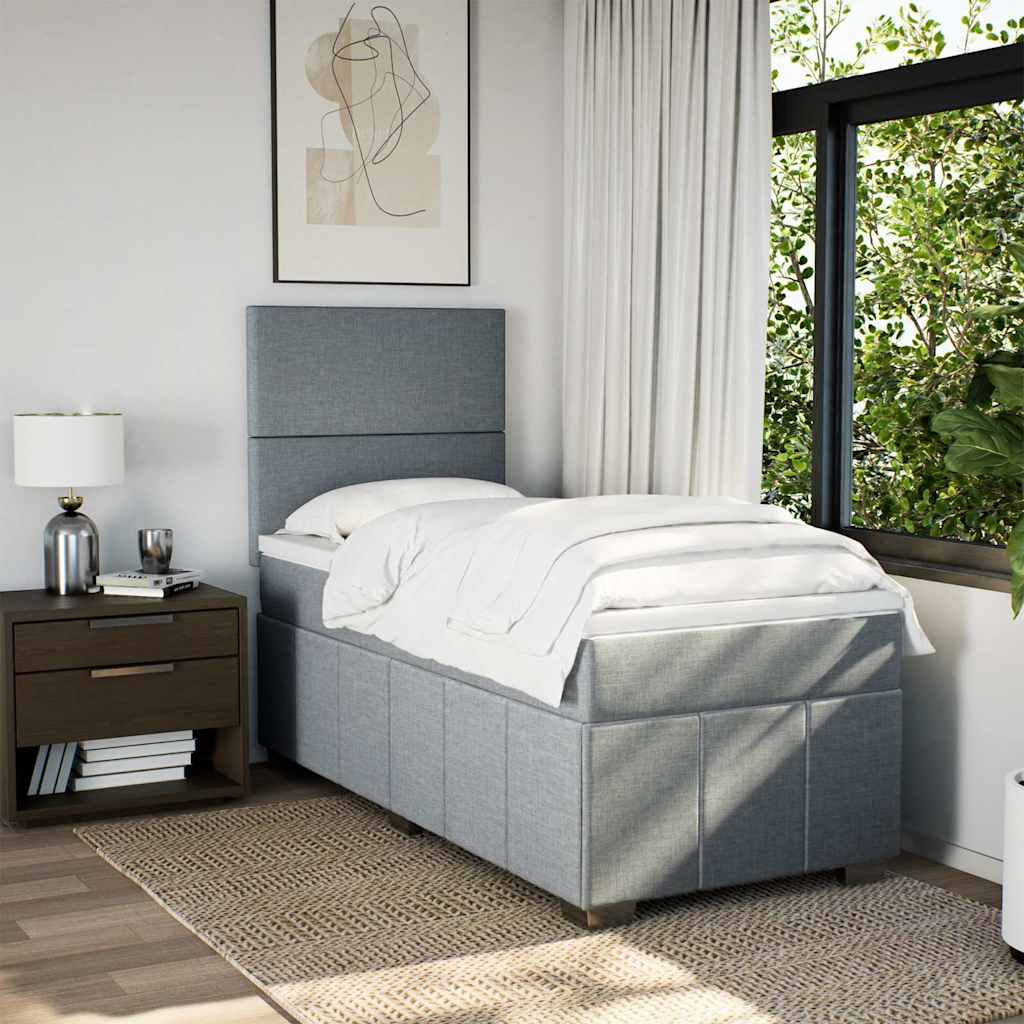 Box Spring Postel S Matrací Světle Šedá 80 X 200 Cm Textil