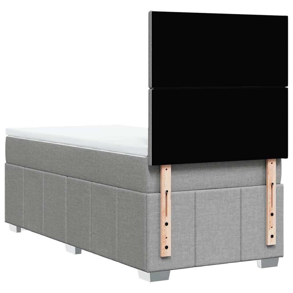 Box Spring Postel S Matrací Světle Šedá 80 X 200 Cm Textil