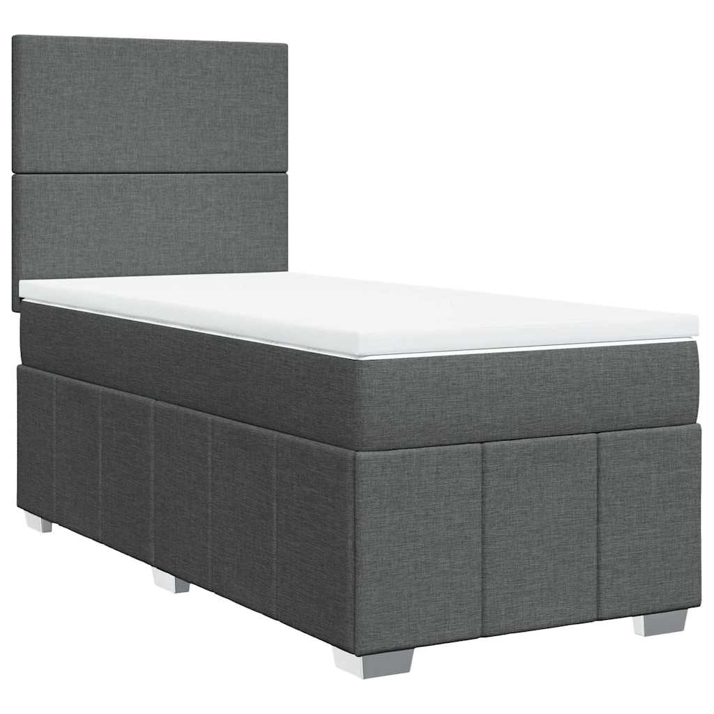 Box Spring Postel S Matrací Tmavě Šedá 80 X 200 Cm Textil