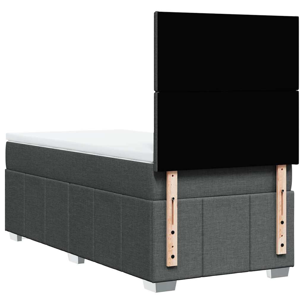 Box Spring Postel S Matrací Tmavě Šedá 80 X 200 Cm Textil