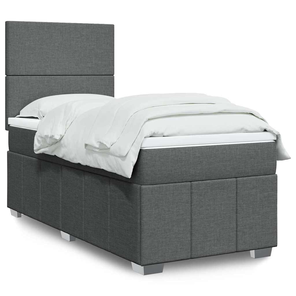 Box Spring Postel S Matrací Tmavě Šedá 80 X 200 Cm Textil