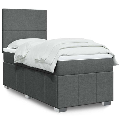 Box Spring Postel S Matrací Tmavě Šedá 80 X 200 Cm Textil