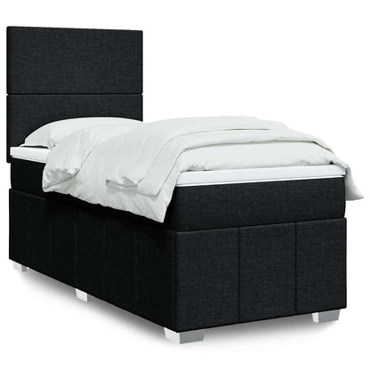 Box Spring Postel S Matrací Černá Textil Černá
