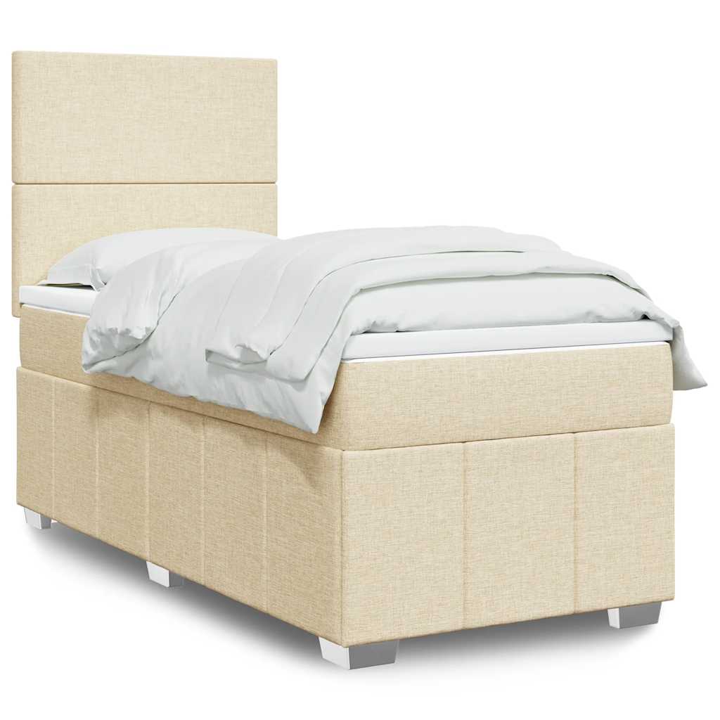 Box Spring Postel S Matrací Textil Krémová