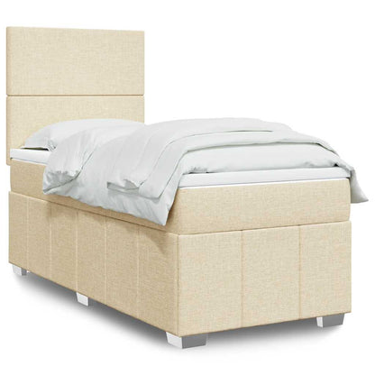 Box Spring Postel S Matrací Textil Krémová