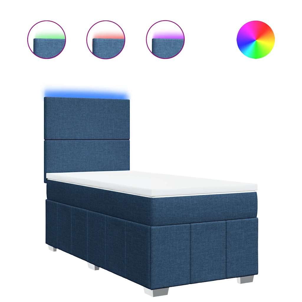 Box Spring Postel S Matrací Modrá 80X200 Cm Textil