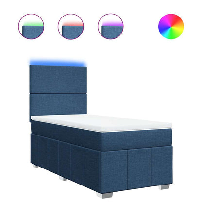 Box Spring Postel S Matrací Modrá 80X200 Cm Textil