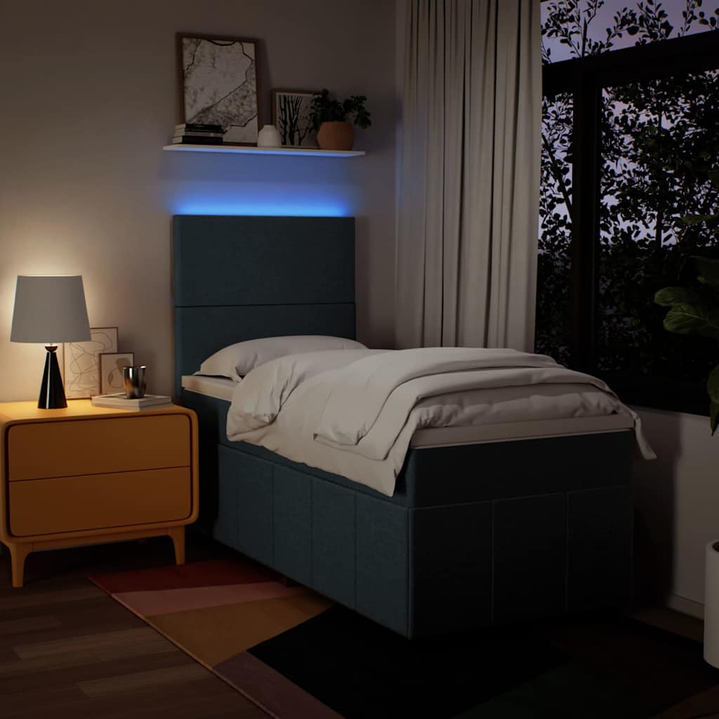 Box Spring Postel S Matrací Modrá 80X200 Cm Textil