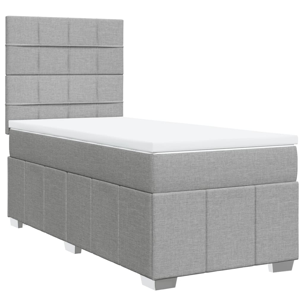 Box Spring Postel S Matrací Světle Šedá 80 X 200 Cm Textil