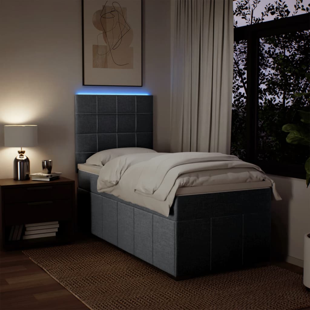Box Spring Postel S Matrací Světle Šedá 80 X 200 Cm Textil