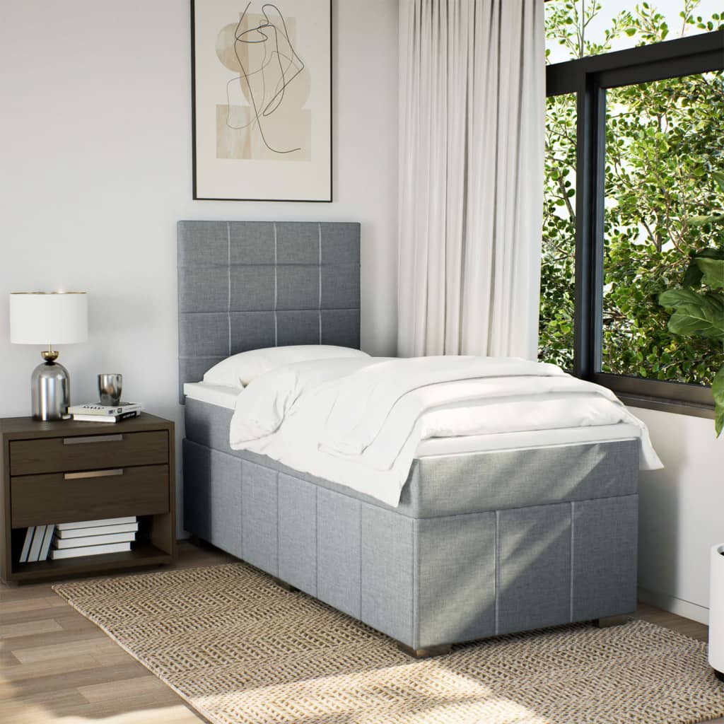 Box Spring Postel S Matrací Světle Šedá 80 X 200 Cm Textil