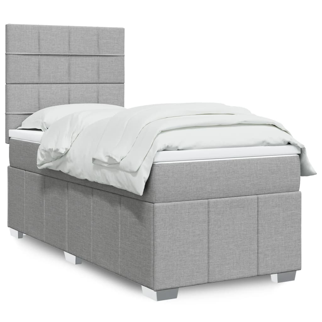 Box Spring Postel S Matrací Světle Šedá 80 X 200 Cm Textil
