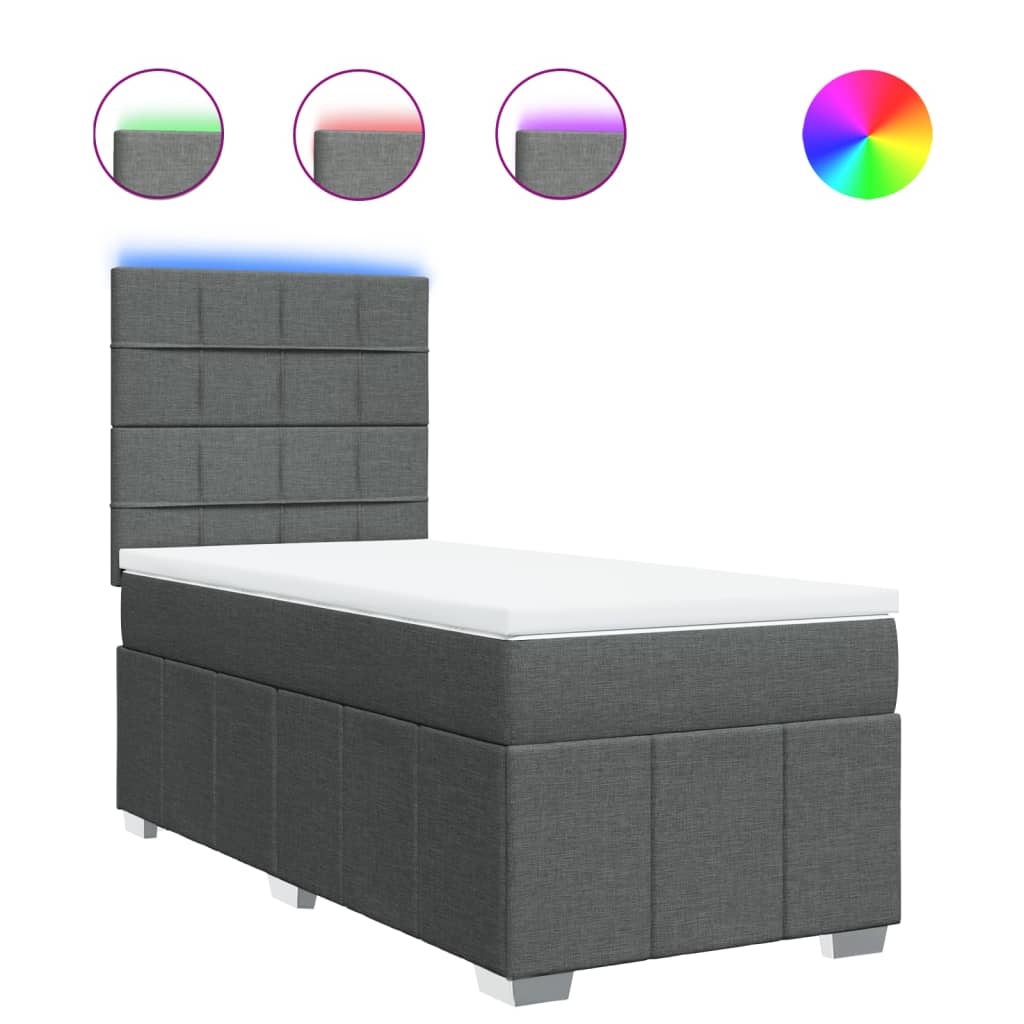 Box Spring Postel S Matrací Tmavě Šedá 80 X 200 Cm Textil