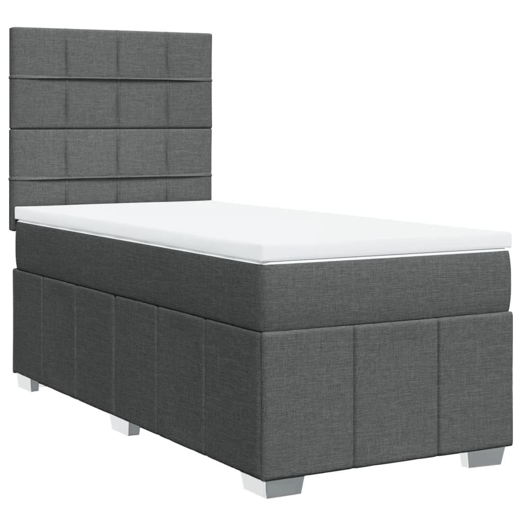 Box Spring Postel S Matrací Tmavě Šedá 80 X 200 Cm Textil