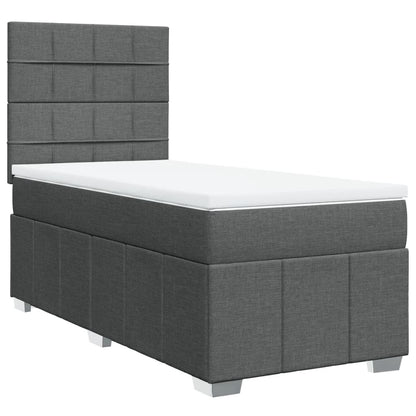 Box Spring Postel S Matrací Tmavě Šedá 80 X 200 Cm Textil