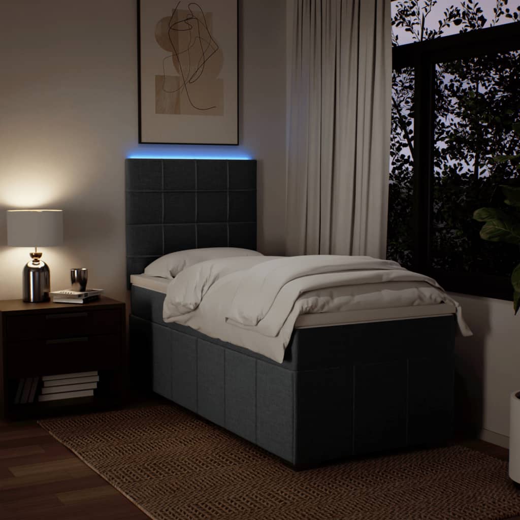 Box Spring Postel S Matrací Tmavě Šedá 80 X 200 Cm Textil
