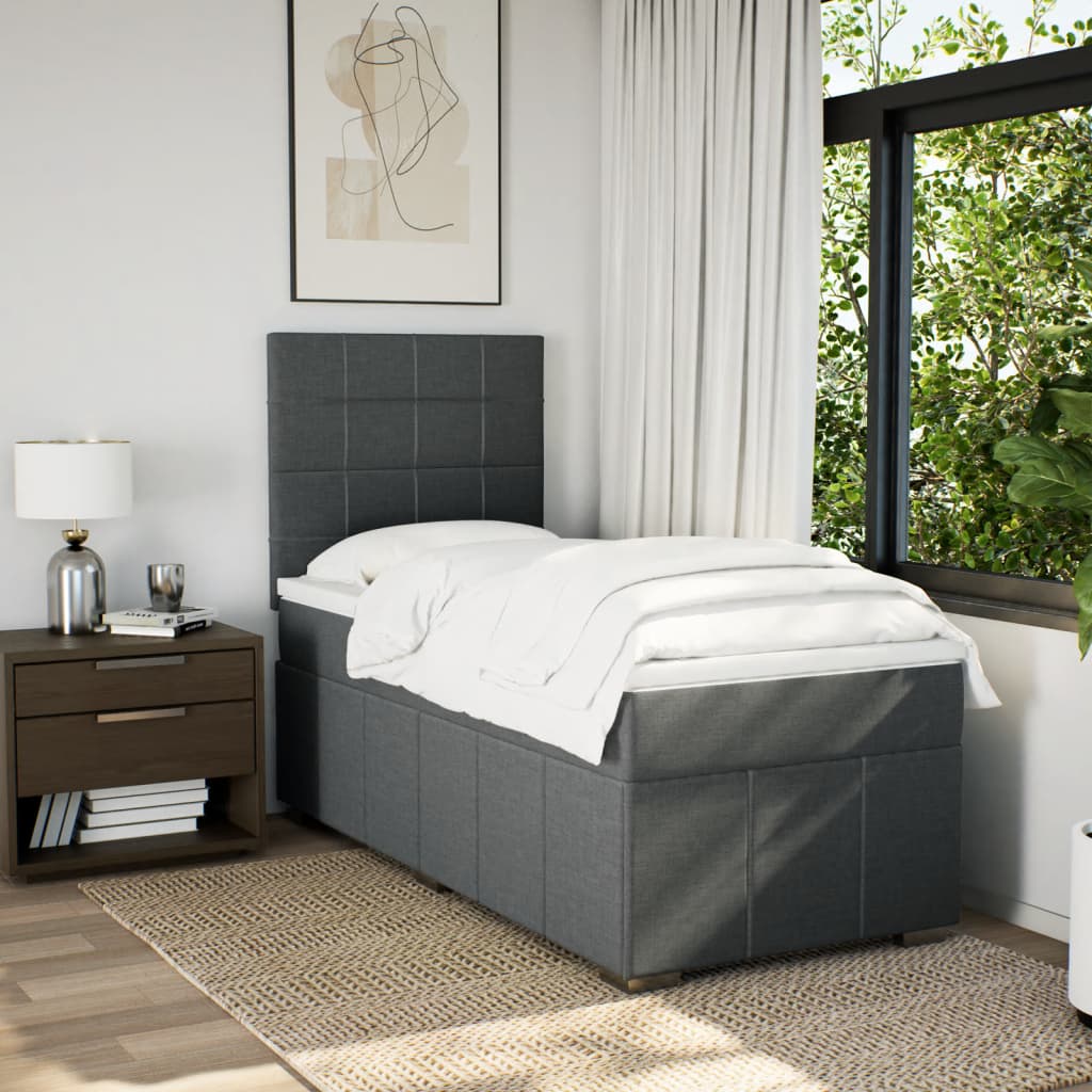 Box Spring Postel S Matrací Tmavě Šedá 80 X 200 Cm Textil