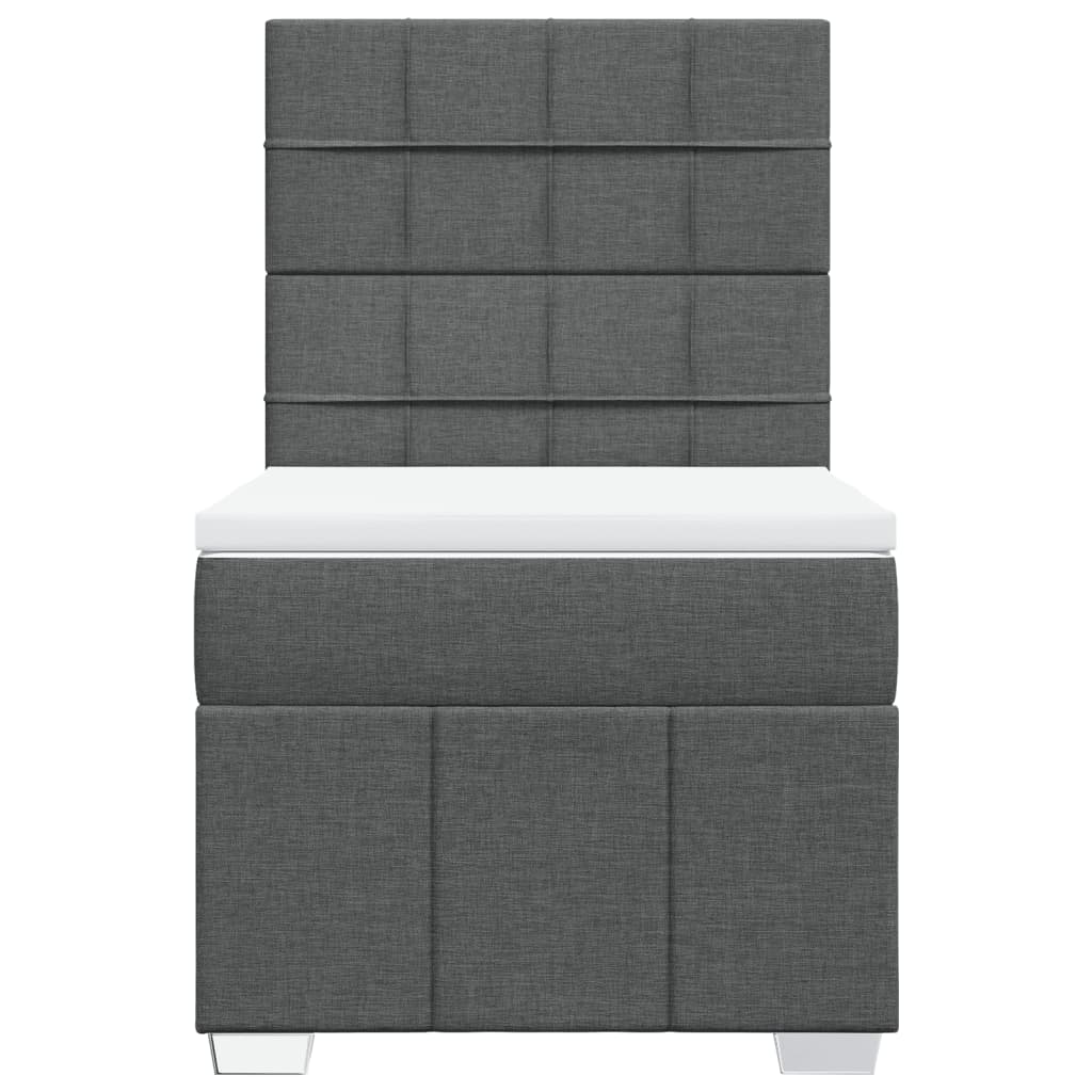 Box Spring Postel S Matrací Tmavě Šedá 80 X 200 Cm Textil