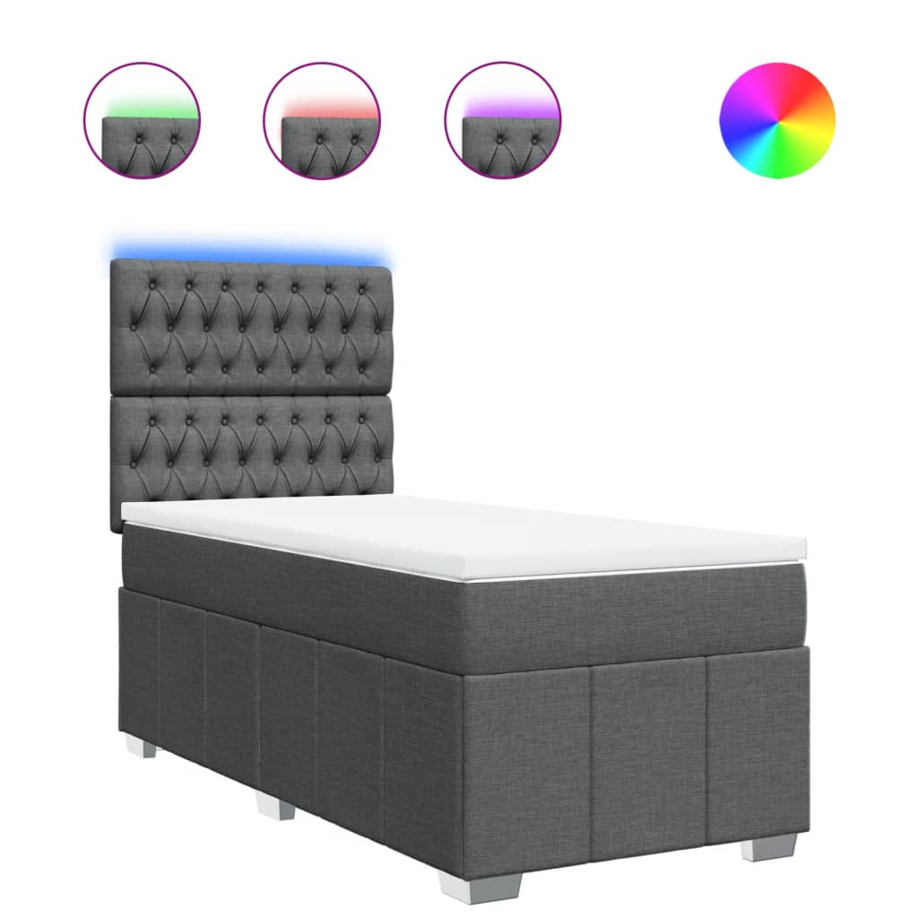 Box Spring Postel S Matrací Tmavě Šedá 80 X 200 Cm Textil