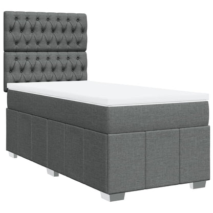 Box Spring Postel S Matrací Tmavě Šedá 80 X 200 Cm Textil
